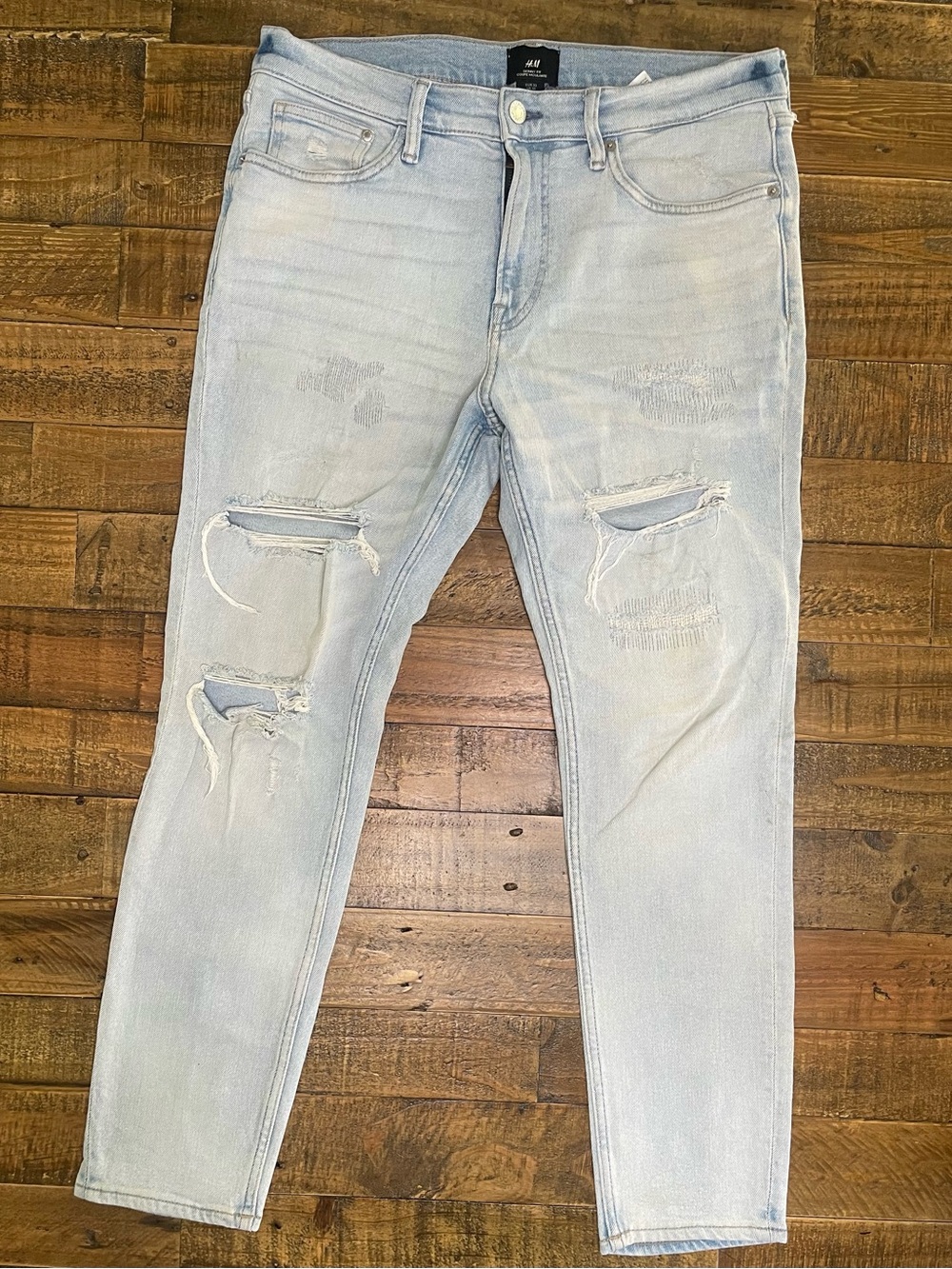 H&M Men Distressed Jeans Skinny Fit Coupe Moulante US 33